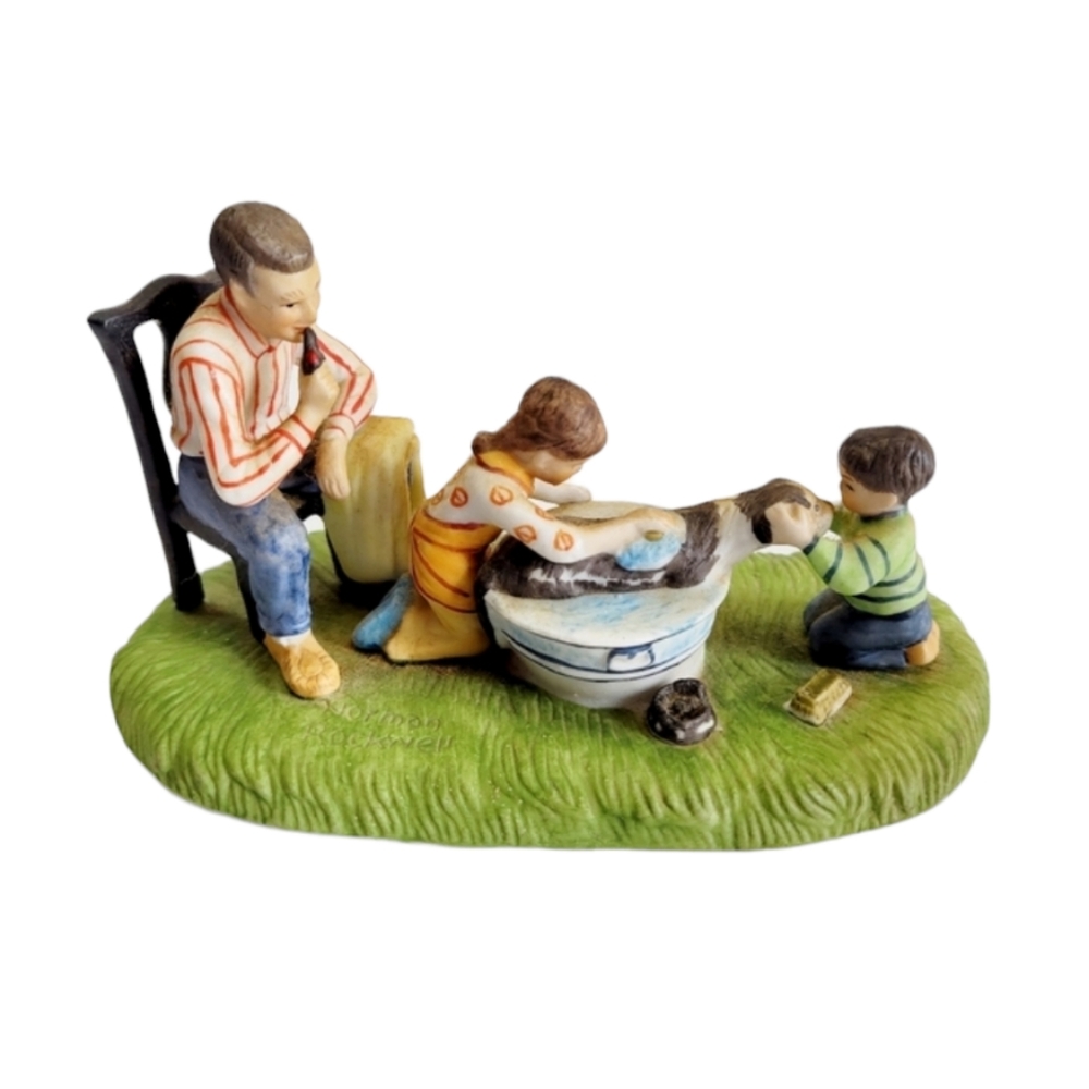 1982 Calhoun's Collectors Society Dog's Bath Inspired by Art of Norman Rockwell